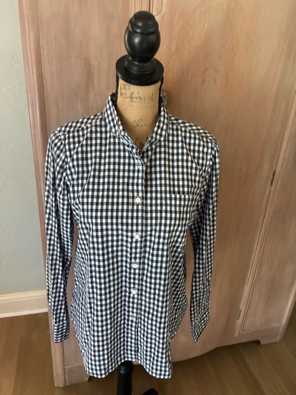 J. Crew Sz 10 Boy Navy Gingham Button Down Shirt - Picture 10 of 15